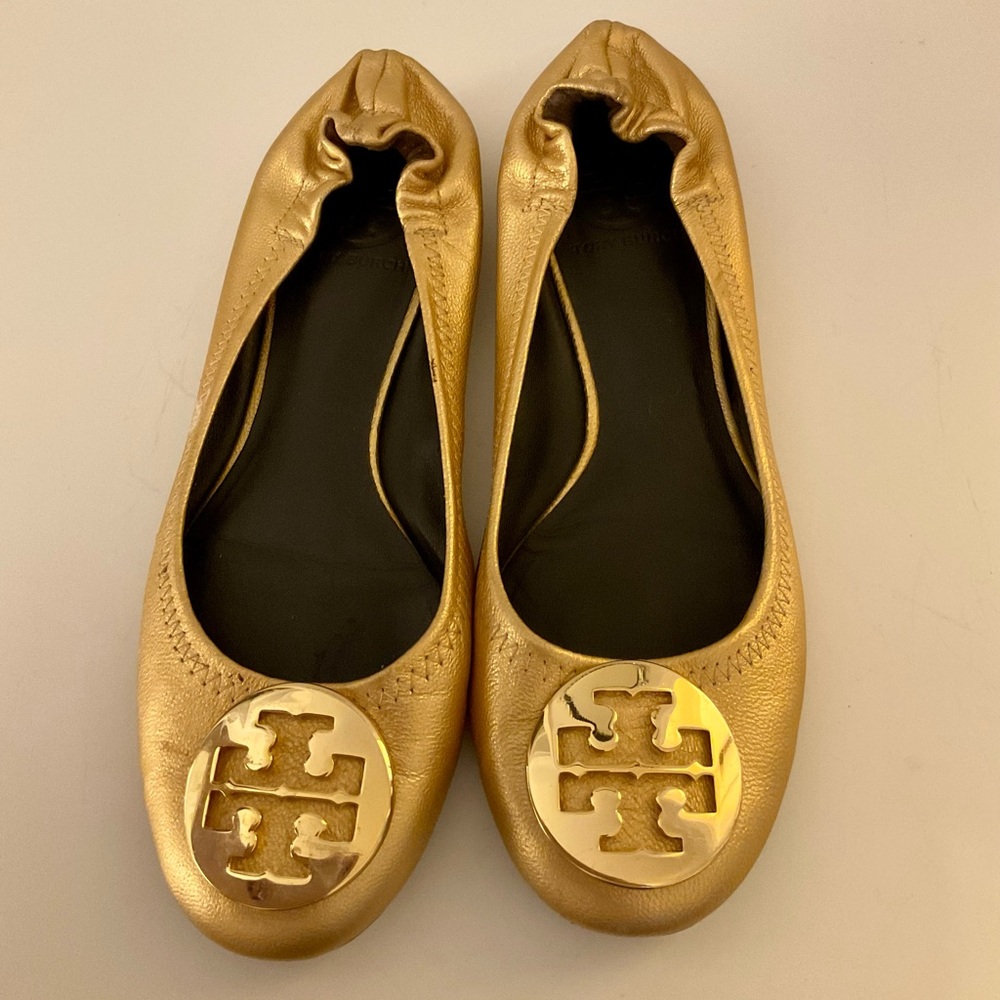 Tory Burch Gold Ballet Flats